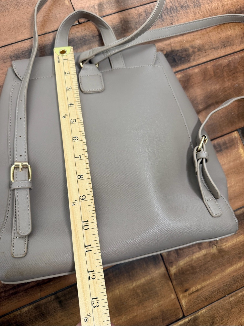 Madison West Taupe Minimalist Backpack - Picture 11 of 11
